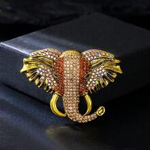 1pc Vintage Exaggerated Elephant Head Animal Brooch, Zinc Alloy Rhinestone Inlaid Men's Women's Suit Jacket Backpack Hat Pin Accessory, Suitable For Party Wear, DIY Accessory - Elephant Head - View 3