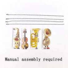 4pcs Musical Instrument Shaped Ruler With Beaded Chain, Transparent Portable Pocket Ruler/Handheld Ruler, Cute Cartoon Style Stationery, Can Be Hung On Backpack Or Pencil Case, Very Convenient Measuring Tool - Sets - View 12