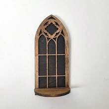 Gothic Window Pane Shelf With Backboard - Unique Cathedral Style Wooden Shelf, Suitable For Plants, Candles And Collectibles - Ideal Home Decor - Multicolor - View 7