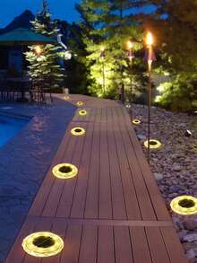 4/8/12PCS Solar Ground Lights, IP44 Waterproof In-Ground Solar Pathway Lamps, Dual Color LED Buried Landscape Lights With Auto On/Off Dusk To Dawn Sensor, Wireless Outdoor Lighting For Lawn, Driveway, Garden, Yard, Terrace, Steps & Patio Decor - Mini Brick In-ground Light - View 7