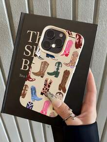 1pc White Matte Minimalist Lens Protection Colorful Printed High Heel Boots Pattern Phone Case Personalized Compatible With Iphone 16 Pro Max 17/16/15/14/13/12/11 Protective Case Air Compatible With Samsung Series - Multicolor - View 5