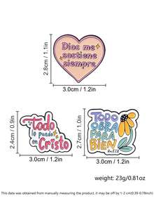 Spanish Faith Inspirational Slogan Enamel Pin Set Heart Flower Pastel Healing Lapel Badge For Backpack Jacket Decor - Multicolor - View 3