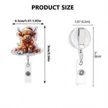 1pc Christmas Cow Acrylic Retractable Badge Reel, Medical Professional Gift Scroll Retractable Clip - Multicolor - View 2