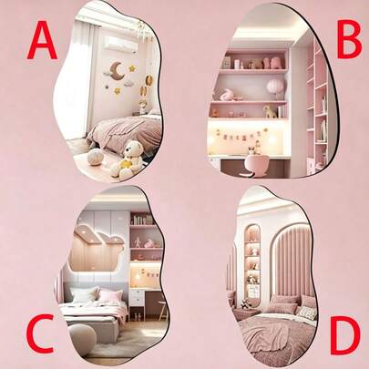 (Note The Size Of The Product, The Size Of The Product Is Marked) 1PC DIY Acrylic Mirror, Bathroom Mirror, Makeup Mirror, Unbreakable, Self-Adhesive, Peel And Stick, No Installation Required. Wall Decor Mirror, Asymmetrical Mirror, Square Mirror, Round Mirror, Heart-Shaped Mirror, Unbreakable, Waterproof Material, Self-Adhesive, Peel And Stick, Wall Decor Mirror. Bedroom Makeup Mirror, Bathroom Mirror, Office, Suitable For Indoor And Outdoor Walls, Suitable For Various Environments, Home Helper.