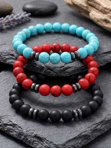 diffone 3/Pcs Set Handmade 8mm Stone Beads Bracelet Charms Round Yoga Meditation For Men Women Jewelry - Beaded Bracelet Set - View 1