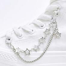 1pc Hollow Star Shoe Chain Pendant, Detachable Metal Double Layer Shoelace Decoration, Sneaker Accessory - Multicolor - View 1