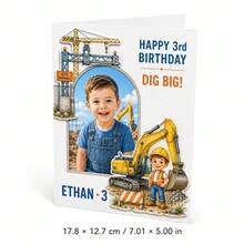 Personalized Birthday Card, Kids Character Design With Cowboy, Construction, Firefighter And Little Police Themes, Custom Celebration Card For Birthday Parties, Children's Gift Giving, Young Dreamers, And Everyday Special Moments - Multi-color - View 12