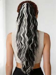 26 Inch Long Wavy Ponytail Hair Extension, Suitable For Women And Girls Daily Wear - Highlights White - View 5