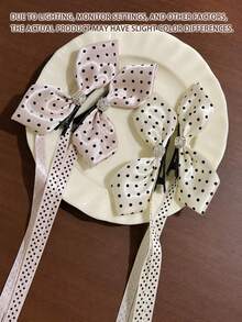 2pcs Polka Dot Ribbon Bow Alligator Hair Clip Long Tail Bow Hair Clip Cute Ponytail Hair Accessory For Women And Girls - Multicolor - View 7