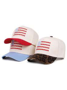 1pc Fashion Creative New Baseball Hat Small Red Flower Embroidered Skateboard Hat Outdoor Adjustable Sunshade Hat Daily Leisure Decorative Hat Unisex - Little Red Flower - View 1