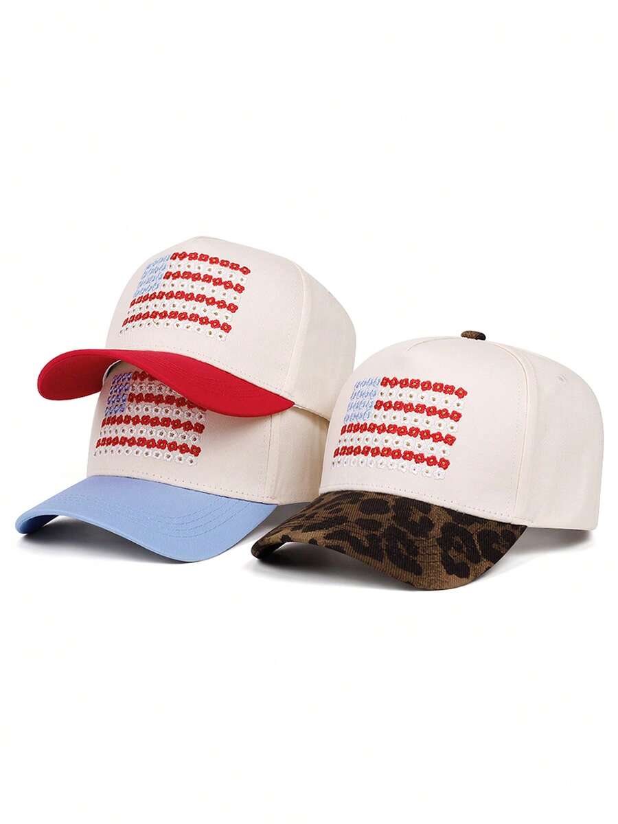 1pc Fashion Creative New Baseball Hat Small Red Flower Embroidered Skateboard Hat Outdoor Adjustable Sunshade Hat Daily Leisure Decorative Hat Unisex - Little Red Flower - View 1