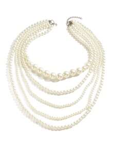 1PC Multi-Layered Faux Pearl Necklace Elegant Stylish Versatile Women's Jewelry Suitable For Parties, Banquets Wedding Accessory - Multicolor - View 4