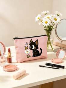Cute Cat Pattern Handbag, Daily Toiletries Makeup Bag, Zipper Makeup Bag, Storage Bag, Lightweight Travel Storage Bag, Small Storage Bag, Easy To Categorize, Easy To Carry, Suitable For Daily Use, Commuting, Back To School Season, Stationery Storage, Cosmetics Storage, Perfect Daily Gift For Family And Friends - Multicolor - View 15