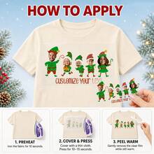 Custom Christmas Family Face Transfer Decal, Personalized 2-5 Photo Elf Design, Festive Holiday Shirt Decor, Customized Family Photo Sticker, Customizable Text Clothing Decal, Christmas Party Outfit Decor, Holiday Gift 2026, Christmas Gift - Style a - View 8
