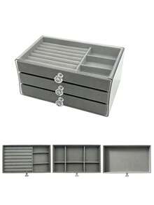 Transparent Acrylic Jewelry Storage Box, Large Capacity Desktop Drawer-Style Storage Box, 5-Layer Acrylic Jewelry Box, Velvet Jewelry Tray, Portable Jewelry Display Box, Stackable Drawer-Style Storage Rack - Multicolor - View 17