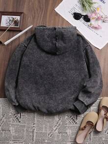 Pure Cotton Autumn/Winter Women's "Napoleon Military Knot" Print Street Y2K Style Black Washed Zipper Jacket - Black - View 3