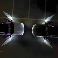 2Pcs Angel Wing Car Ambient Light, Give Your Car Wings, Install And Use Immediately Car Door Projection Light, Angel Wing Love Magic Array Smart Sensor Light, No Wiring Required, Welcome Light When Opening The Door - A - View 4
