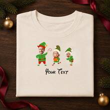 LICVIC Custom Christmas Family Photo Clothing Decor, Personalized 2-5 Face Design, Festive Holiday Outfit Style, Customized Family Apparel Decoration, Customizable Text Design, Christmas Party Look, Family Gathering, Holiday Gift, Family Christmas Shirts - Style a - View 5