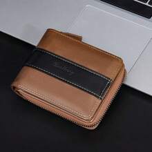 New PU Wallet For Men Baellerry Short Vintage Multi-Slot Coin Purse With Zipper Wallet - Multicolor - View 4