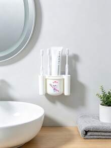Cute Tooth-Shaped Pattern Toothbrush Holder&Clip Set–Adhesive Wall-Mounted Storage Rack For Bathroom,Toilet,Washroom–Space-Saving,Leak-Proof,Easy To Clean–For Home,Dorm,Office–Gift For Students,Families–For Back-To-School,Housewarming,Birthday - Multicolor - View 7