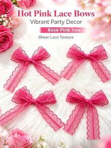 20pcs/Lots 8*11cm Multicolor Lace Bows, Decorative Hollow Lace Ribbon Bows, Soft Handmade Bow Ornaments For Gift Wrapping, Wedding, Party, DIY Craft, Hair Accessories Decoration - Lace Bow - View 28