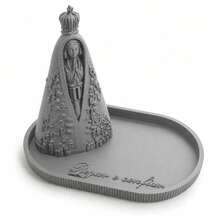 Porta Terço Nossa Senhora Aparecida Religioso para Uso Diário ou Como Presente com Design Simples e Foco na Devoção - Cinza - Visão 3