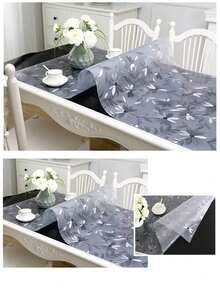 1pc Polyester Square Tablecloth, Desk Pad, Office Desk Blotter, Transparent Plastic Tablecloth Protector, PVC Clear Desk Mat, Waterproof And Scratch-Resistant Tablecloth, Home Decor - White - View 4