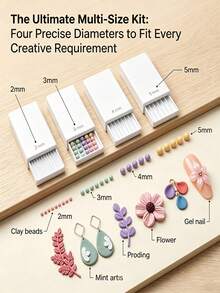 Gel Clay Ball Roller Tool, 2mm 3mm 4mm 5mm Semi-Soft Clay Shaping Tool, Soft Clay Ball Forming Tool, Nail Art Bead Gel Flower Shaping Tool, Earring Jewelry Handmade Auxiliary Tool - Multicolor - View 5