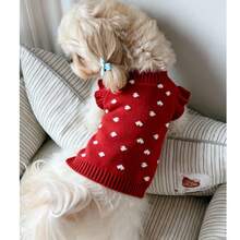 Winter Warm Pet Knitted Sweater, Soft Knitted Pullover, Small To Medium Size Puppy Kitten Dog Cat, Daily Party Pet Clothing - Red - View 4