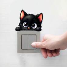 1pc Creative Cute Cat Switch Decor Sticker, Delicate And Vivid Design, Made Of PVC Material, Self-Adhesive Backing Removable Without Residue, Decorate Switch Socket, Add Fun To Plain Home Corners, Beautify Home Details And Enhance Space Atmosphere - one-size - View 6