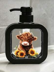 2 Colors Highland Cow Sunflower Soap Dispenser, Refillable Pump Plastic Lotion Bottle, Farmhouse Style Decorative Hand Soap Dispenser, Suitable For Bathroom Kitchen Sink Countertop, Ideal Housewarming Birthday Home Gift - Pump-action Travel Bottles - View 9