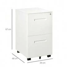 Mobile Pedestal With 2 Drawers, Lockable, On Wheels, A4, Steel - White - View 3