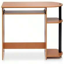 WALPLUS Computer Desk Easy Assembly Compact Composite Wood PVC Tubes 80.01x73.03x40.01cm Light Cherry Home Office - Black - View 2