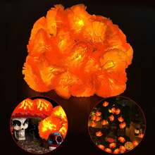 1pc Glowing Marigold Garland, 10 LED/20 LED Artificial Marigold String Lights, Halloween, Suitable For Indoor/Outdoor Holiday Party Decoration, Diwali - Orange - View 3