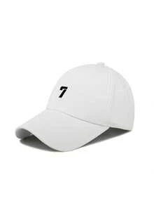 1pc Men's Printed Number Pattern Adjustable Baseball Cap, Casual Minimalist Style, Suitable For Daily Wear - White - View 2