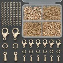 150pcs/300pcs KC Golden DIY Handmade Extension Chain Jewelry Making Kit, Includes (12*7mm) Lobster Clasp, (7*5mm) Jump Rings, Water Drop Pendant, 5-Section Chain, Suitable For DIY Beaded Tail Chain, Jewelry Extension Chain, Jewelry Clasp, Open Connector Ring, Hand & Foot Jewelry Connector, Jewelry Accessories Handmade Craft Materials - Accessory Set - View 5