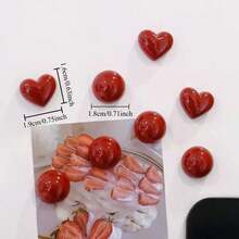 5/10/15 buah Magnet Kulkas Dekoratif Berbentuk Hati Bulat, Magnet Kancing Kulkas, Cocok untuk Dekorasi Rumah, Dapur, Kantor, Papan Tulis, Magnet Kulkas Dapur, Dekorasi Rumah - merah - View 1
