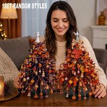 1 Set Halloween DIY Beaded Tree Handmade Kit, Purple Black Orange Desktop Ornament, Includes Pumpkin And Ghost Pendants, Handmade Style Seasonal Home Decor, Suitable For Party Display, Craft Projects, Holiday Tabletop Decoration, Creative Handmade Gift - Holiday DIY Ornament - View 12