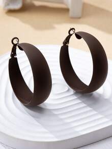 1 Pair Geometric Earrings Suitable For Daily Wear - Khaki - View 1