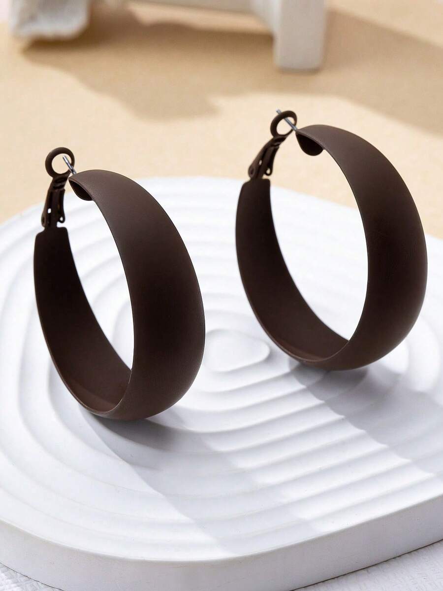 1 Pair Geometric Earrings Suitable For Daily Wear - Khaki - View 1