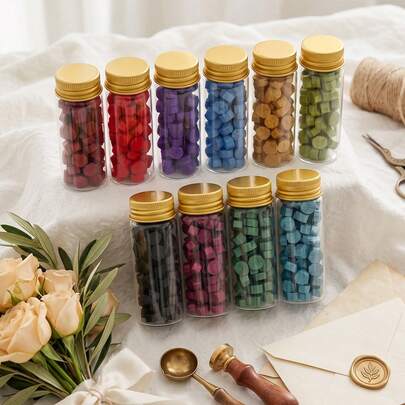 Cuentas de cera de sellado octogonales, aprox. 60 piezas/1 botella, cera de sellado para sellos, cuentas de cera de sellado para cartas/sobres/invitaciones de boda/embalaje de regalos/manualidades DIY