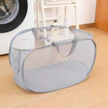 New Foldable Laundry Basket With Breathable Mesh For Odor Release And Quick Fold, Large Capacity Storage Bathroom Storage Basket. Mesh Pop Up Laundry Hamper With Side Pocket, Laundry Hamper, Storage Basket, Clothes Hamper, Dirty Clothes Sorter - Multicolor - View 11