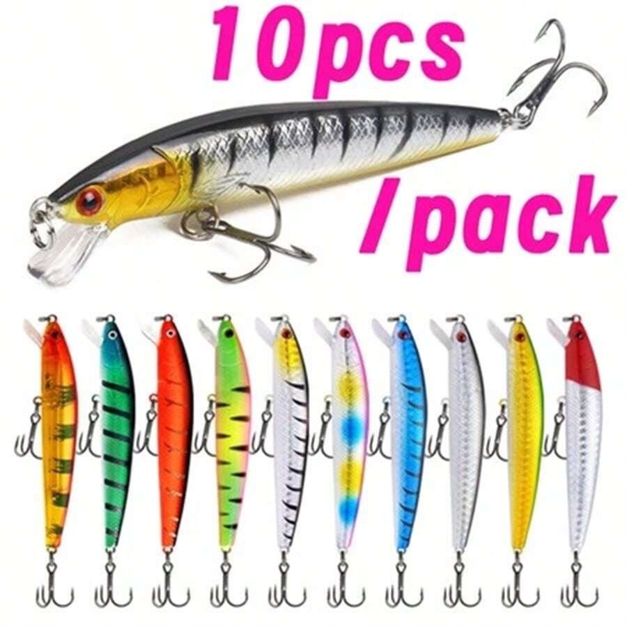 Kit 10 Iscas Artificiais Importadas 1/2 Meia Água de 9 cms e 8,5 gramas Pesca Tucunaré Traíra Dourado Robalo Black Bass