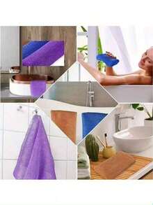 1pc African Bath Sponge, Long Mesh Bath Sponge, Exfoliating Body Brush, Back Brush, Makes Skin Smoother, Suitable For Daily Use, Purple - Violet Purple - View 6