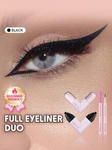 SHEGLAM [2Pcs] Micro Precision Ultra-Long Tip Eyeliner & Insta-Wing Heart Stamp Eyeliner Bundle Set - Black - View 1