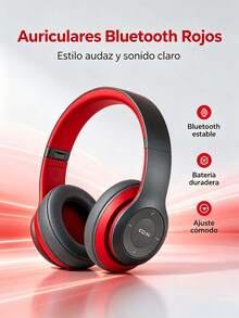 Audífonos Bluetooth Inalámbricos Over Ear, Auriculares de Diadema con Almohadillas Cómodas, Diseño Ajustable para un Mejor Ajuste, Sonido Estéreo para Disfrutar Música, Películas, Podcasts y Llamadas, Ideales para Trabajo, Estudio, Ejercicio Ligero, Viajes, Casa y Uso Diario, Diseño Moderno y Portátil - Ver 10