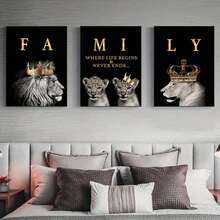 3pcs Modern Abstract Lion Family Inspirational Quote Canvas Wall Art, Suitable For Living Room Decor, Room Home Decor Aesthetic Canvas Wall Art Poster, Optional Frame, Bedroom Wall Decoration Ornament - Multicolor - View 8