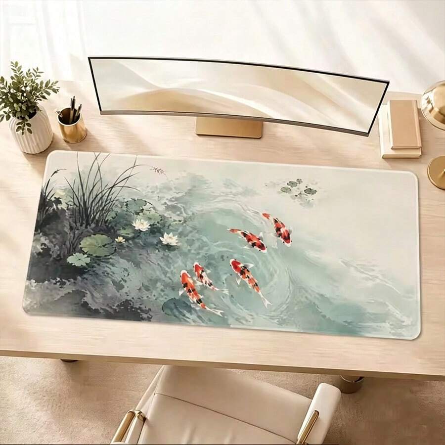 Ink Koi Serenity Mouse Pad Gamer Printon Demand Mousepad XXL Playmat Natural Rubber Non-Slip Soft Carpet Computer Mouse Mats - View 1