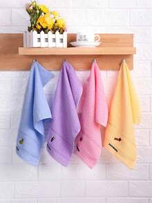 6pcs Small Towels, Multiple Colors Available, Pure Cotton Embroidered Fruit Pattern, Colorful Solid Color Towels, Randomly Shipped, Suitable For Facial Cleansing, Hand Washing, Home Use (Unisex), Highly Absorbent, Quick Drying, Non-Fading, Suitable For All Seasons, Suitable For Bathroom, School, Kitchen, Holiday Gifts, Travel And Other Scenarios - Mixed Colors - View 9