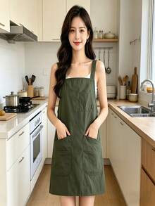1/2Pcs Reversible Japanese And Korean Style Utility Apron, Waterproof Adjustable Work Apron With Front And Back Pockets, Perfect For Daily Use In Kitchen, Coffee Shop, BBQ, Hair Salon, Hotel, Catering, Painting, Etc. - Multicolor - View 7